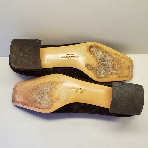 Salvatore Ferragamo Brown Quilted Suede Slip On - Picture 8 of 8